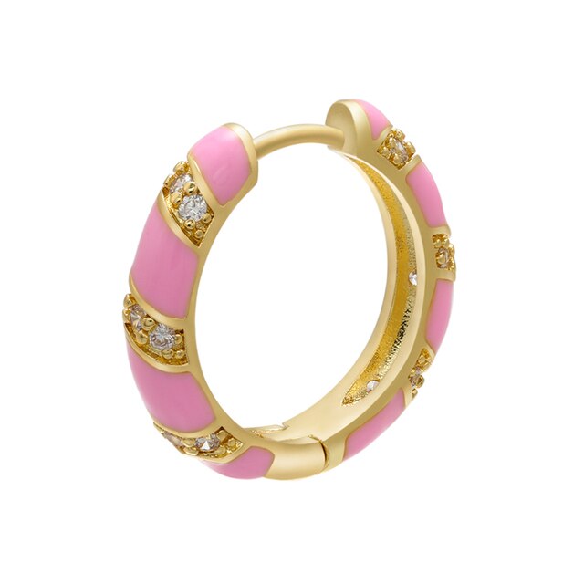 ZHUKOU 2020 NEW 1piece Round Enamel hoop earring CZ crystal fashion women earrings smaller/bigger earring hoops Jewelry VE270 daiiibabyyy