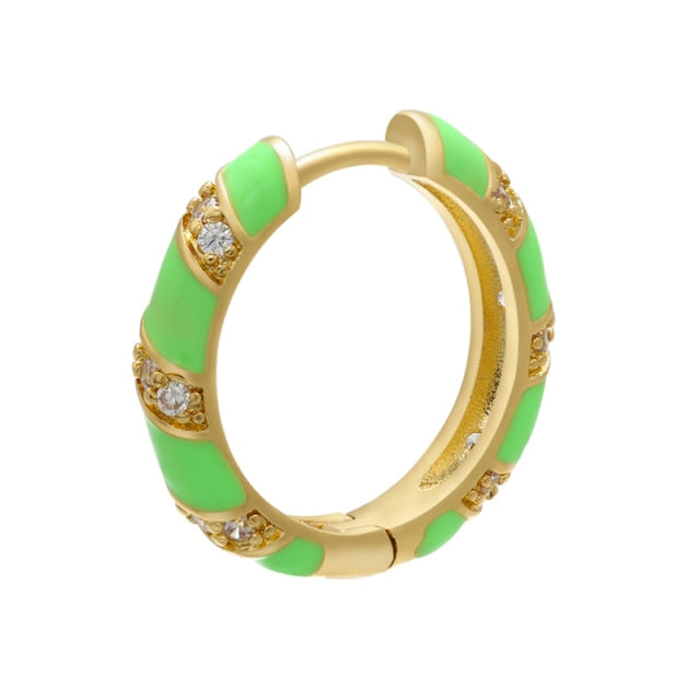 ZHUKOU 2020 NEW 1piece Round Enamel hoop earring CZ crystal fashion women earrings smaller/bigger earring hoops Jewelry VE270 daiiibabyyy