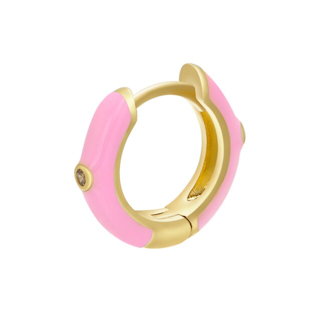 ZHUKOU 2020 NEW 1piece Round Enamel hoop earring CZ crystal fashion women earrings smaller/bigger earring hoops Jewelry VE270 daiiibabyyy