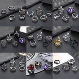 3pc 4pc 5pc Vintage Gothic Snake Rings Men Bull Head Skull Feather Dragon Cross Animal Men Ring Punk Jewelry Evil Eye Ball Ring daiiibabyyy