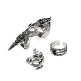 3pc 4pc 5pc Vintage Gothic Snake Rings Men Bull Head Skull Feather Dragon Cross Animal Men Ring Punk Jewelry Evil Eye Ball Ring daiiibabyyy