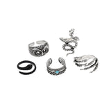 3pc 4pc 5pc Vintage Gothic Snake Rings Men Bull Head Skull Feather Dragon Cross Animal Men Ring Punk Jewelry Evil Eye Ball Ring daiiibabyyy
