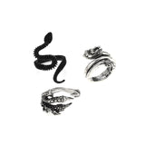3pc 4pc 5pc Vintage Gothic Snake Rings Men Bull Head Skull Feather Dragon Cross Animal Men Ring Punk Jewelry Evil Eye Ball Ring daiiibabyyy