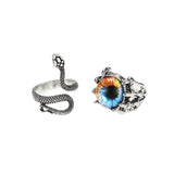 3pc 4pc 5pc Vintage Gothic Snake Rings Men Bull Head Skull Feather Dragon Cross Animal Men Ring Punk Jewelry Evil Eye Ball Ring daiiibabyyy
