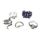 3pc 4pc 5pc Vintage Gothic Snake Rings Men Bull Head Skull Feather Dragon Cross Animal Men Ring Punk Jewelry Evil Eye Ball Ring daiiibabyyy