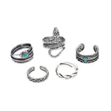 3pc 4pc 5pc Vintage Gothic Snake Rings Men Bull Head Skull Feather Dragon Cross Animal Men Ring Punk Jewelry Evil Eye Ball Ring daiiibabyyy