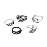 3pc 4pc 5pc Vintage Gothic Snake Rings Men Bull Head Skull Feather Dragon Cross Animal Men Ring Punk Jewelry Evil Eye Ball Ring daiiibabyyy
