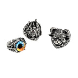 3pc 4pc 5pc Vintage Gothic Snake Rings Men Bull Head Skull Feather Dragon Cross Animal Men Ring Punk Jewelry Evil Eye Ball Ring daiiibabyyy