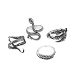 3pc 4pc 5pc Vintage Gothic Snake Rings Men Bull Head Skull Feather Dragon Cross Animal Men Ring Punk Jewelry Evil Eye Ball Ring daiiibabyyy