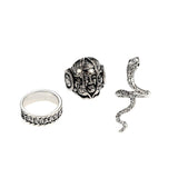 3pc 4pc 5pc Vintage Gothic Snake Rings Men Bull Head Skull Feather Dragon Cross Animal Men Ring Punk Jewelry Evil Eye Ball Ring daiiibabyyy