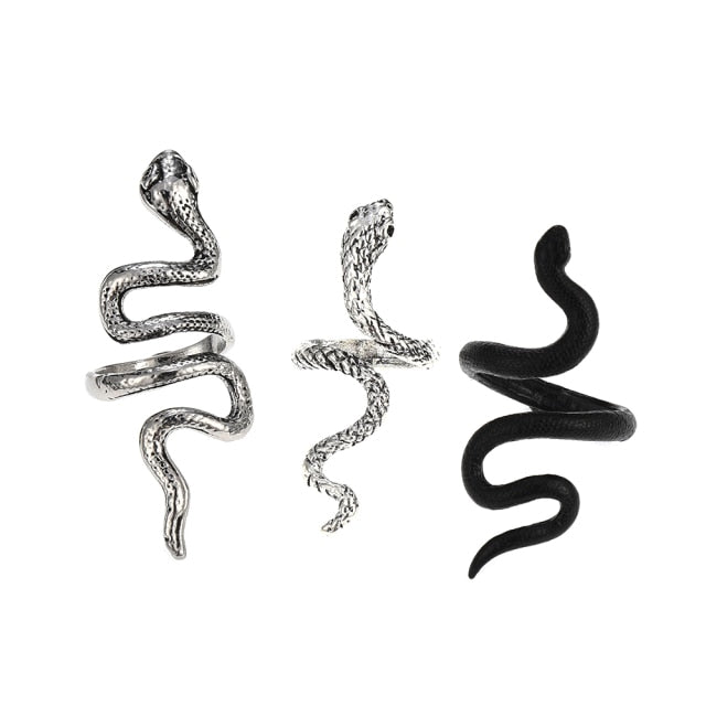 3pc 4pc 5pc Vintage Gothic Snake Rings Men Bull Head Skull Feather Dragon Cross Animal Men Ring Punk Jewelry Evil Eye Ball Ring daiiibabyyy
