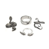 3pc 4pc 5pc Vintage Gothic Snake Rings Men Bull Head Skull Feather Dragon Cross Animal Men Ring Punk Jewelry Evil Eye Ball Ring daiiibabyyy