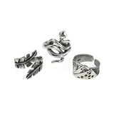 3pc 4pc 5pc Vintage Gothic Snake Rings Men Bull Head Skull Feather Dragon Cross Animal Men Ring Punk Jewelry Evil Eye Ball Ring daiiibabyyy