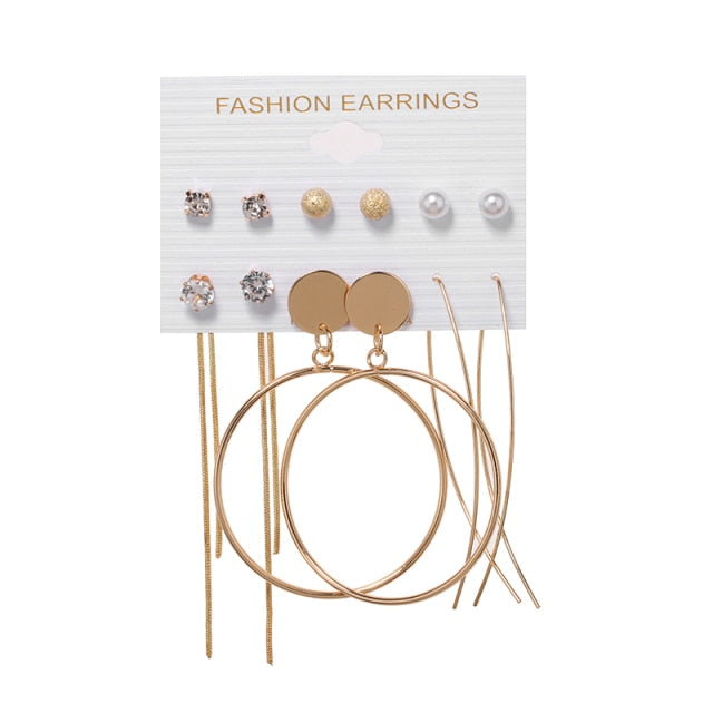 6Pairs Punk Hoop Earrings Set Big Circle Earrings Jewelry for Women Girls Steampunk Ear Clip Punk Style Earring Ear Ring daiiibabyyy