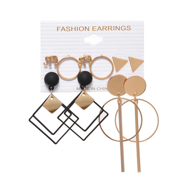 6Pairs Punk Hoop Earrings Set Big Circle Earrings Jewelry for Women Girls Steampunk Ear Clip Punk Style Earring Ear Ring daiiibabyyy