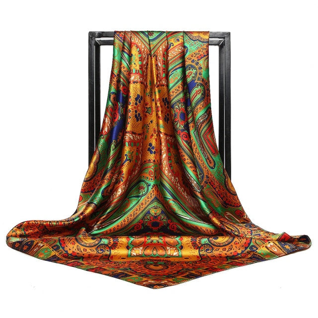 90x90cm luxury brand silk square scarf for women hair tie band bandana pashmina female foulard muslim hijab stores 2021 NEW daiiibabyyy