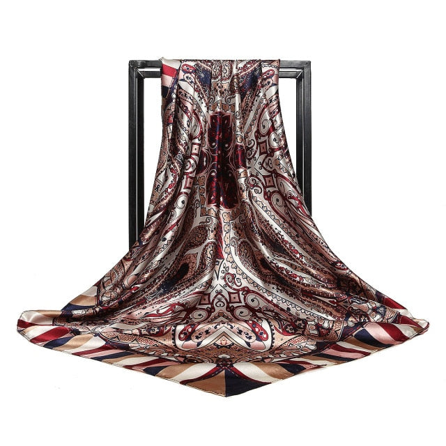 90x90cm luxury brand silk square scarf for women hair tie band bandana pashmina female foulard muslim hijab stores 2021 NEW daiiibabyyy
