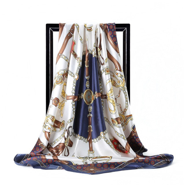 90x90cm luxury brand silk square scarf for women hair tie band bandana pashmina female foulard muslim hijab stores 2021 NEW daiiibabyyy