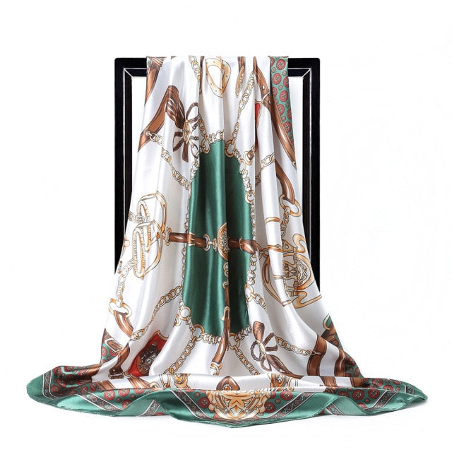 90x90cm luxury brand silk square scarf for women hair tie band bandana pashmina female foulard muslim hijab stores 2021 NEW daiiibabyyy