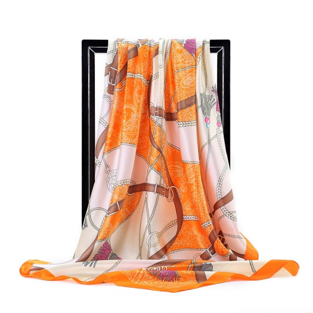 90x90cm luxury brand silk square scarf for women hair tie band bandana pashmina female foulard muslim hijab stores 2021 NEW daiiibabyyy