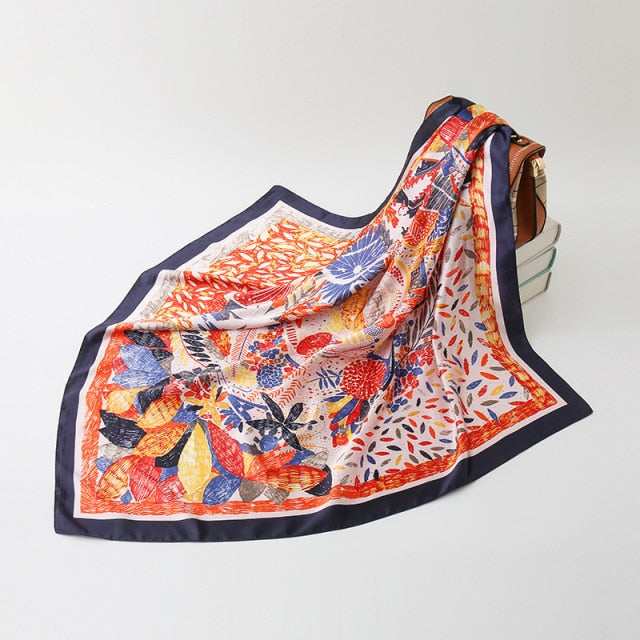 90x90cm luxury brand silk square scarf for women hair tie band bandana pashmina female foulard muslim hijab stores 2021 NEW daiiibabyyy