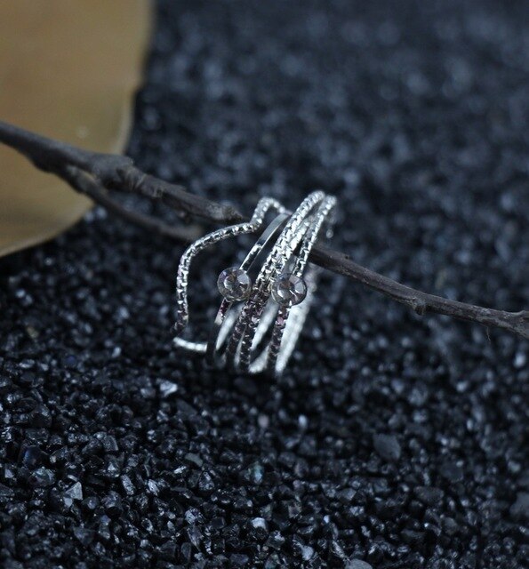 5 Pcs/Set Simple Fashion Wave Pattern Ring Set for Women Trend Personality Pearl Zirocn Metal Multilayer Ring Jewelry Girl Gift daiiibabyyy