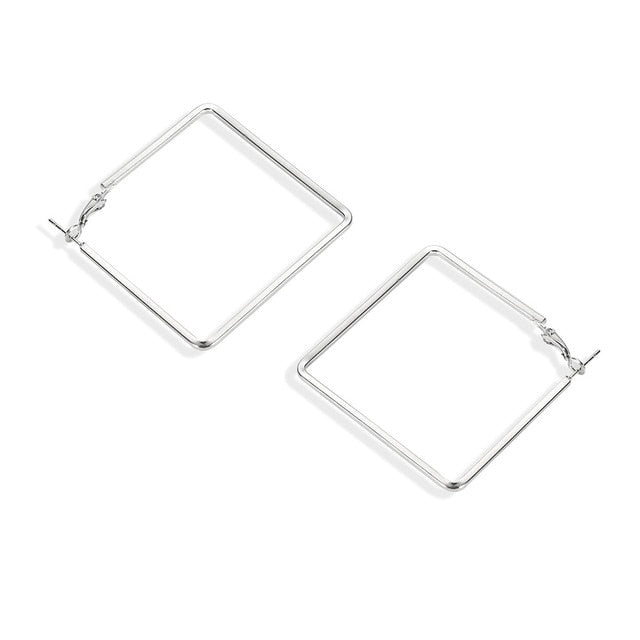 BLIJERY Trendy Oversize Geometric Big Hoop Earrings For Women Basketball Brincos Exaggerated Large Square Earrings Punk Jewelry daiiibabyyy