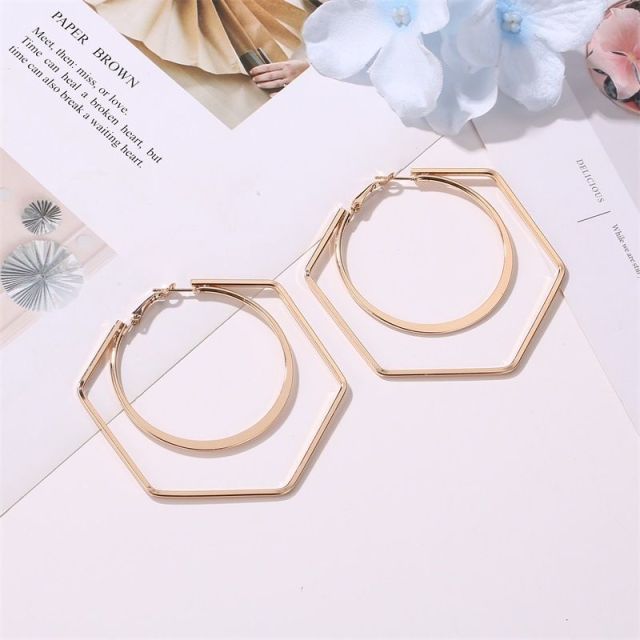 BLIJERY Trendy Oversize Geometric Big Hoop Earrings For Women Basketball Brincos Exaggerated Large Square Earrings Punk Jewelry daiiibabyyy