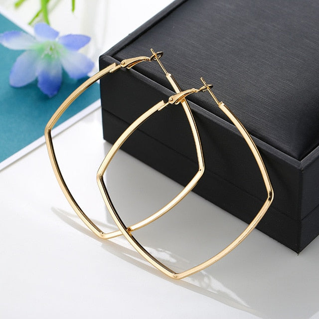 BLIJERY Trendy Oversize Geometric Big Hoop Earrings For Women Basketball Brincos Exaggerated Large Square Earrings Punk Jewelry daiiibabyyy