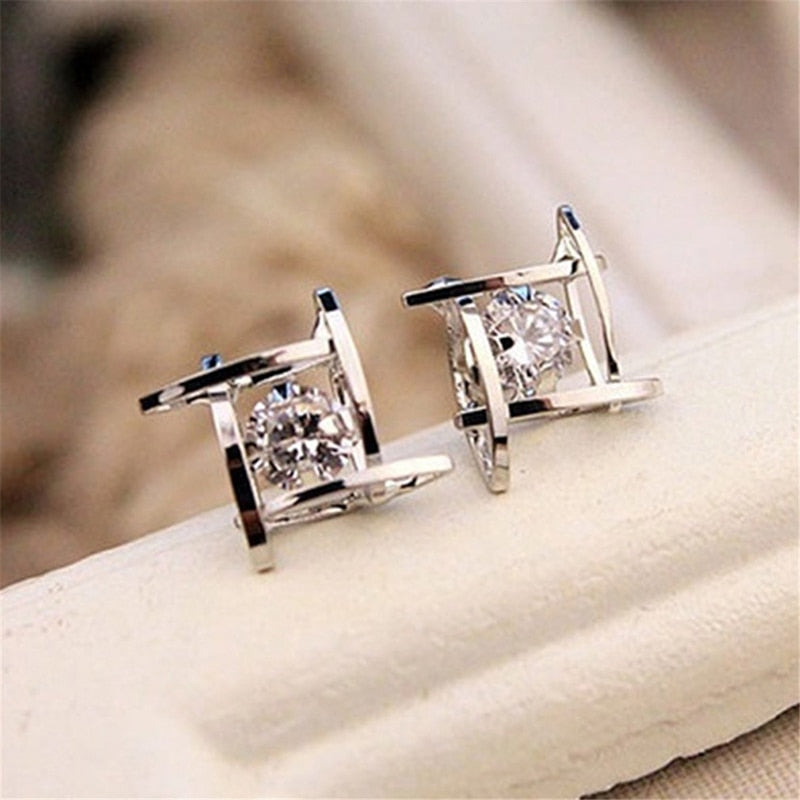 Women's Earrings 2020 Europe And The New Jewelry Geometric Hollow Square  Zircon Earrings Fashion Banquet Jewelry daiiibabyyy