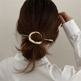 AOMU  Korean Retro Geometric Round Metal Hairpin Simple Temperament Daily Arc Tweezers Hair Sticks for Women OL Style Party daiiibabyyy