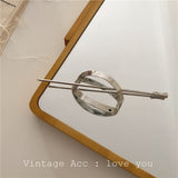 AOMU  Korean Retro Geometric Round Metal Hairpin Simple Temperament Daily Arc Tweezers Hair Sticks for Women OL Style Party daiiibabyyy