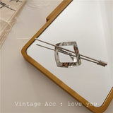 AOMU  Korean Retro Geometric Round Metal Hairpin Simple Temperament Daily Arc Tweezers Hair Sticks for Women OL Style Party daiiibabyyy
