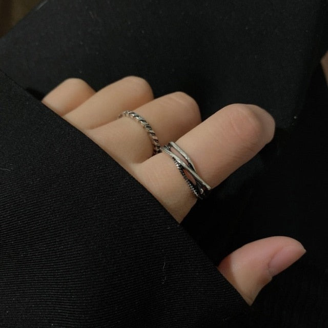 Bohemian 3pcs/set White Enamel Round Metal Ring Sets Geometric Twist Open Adjustable Rings Sets for Women Girl Jewelry Gifts daiiibabyyy