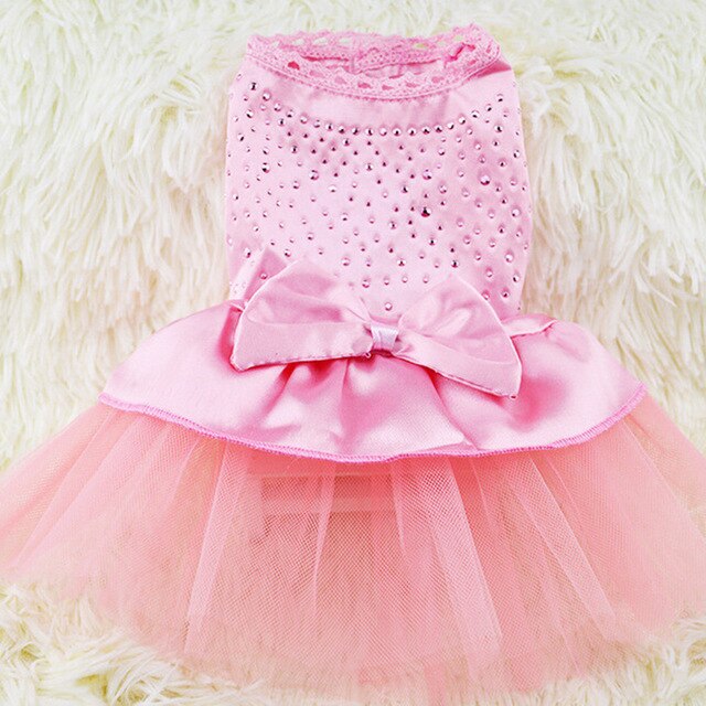 Cat Clothes Dog Wedding Dress Cotton Lace Floral Dress Large Bowknot Pet Dog Dress Summer Clothing For Small Medium Dog Supplies daiiibabyyy