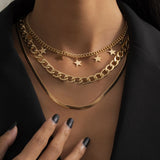 Boho Multilayer Stainless Steel Snake Chain Portrait Engraved Coin Butterfly Pendant Thick Clavicle Necklaces Set Girl Jewelry daiiibabyyy