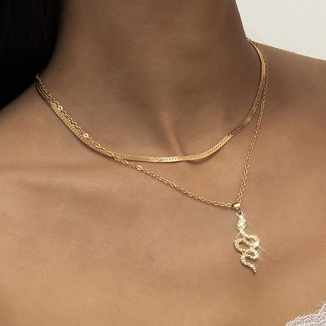 Boho Multilayer Stainless Steel Snake Chain Portrait Engraved Coin Butterfly Pendant Thick Clavicle Necklaces Set Girl Jewelry daiiibabyyy