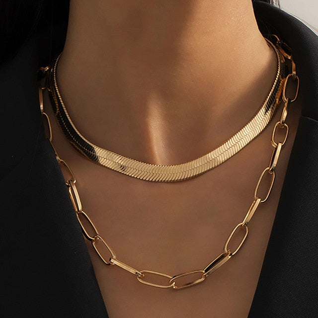 Boho Multilayer Stainless Steel Snake Chain Portrait Engraved Coin Butterfly Pendant Thick Clavicle Necklaces Set Girl Jewelry daiiibabyyy