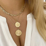Boho Multilayer Stainless Steel Snake Chain Portrait Engraved Coin Butterfly Pendant Thick Clavicle Necklaces Set Girl Jewelry daiiibabyyy