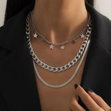 Boho Multilayer Stainless Steel Snake Chain Portrait Engraved Coin Butterfly Pendant Thick Clavicle Necklaces Set Girl Jewelry daiiibabyyy