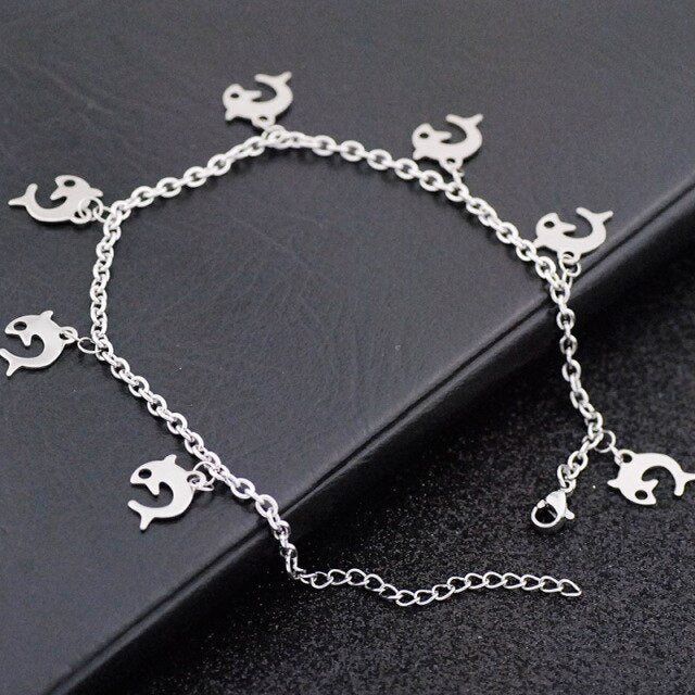 Allergy Free Stainless Steel Ankle Bracelet for Women Pentacle Love Heart Charm Bracelet on Leg Girls Foot Chains Anklet Jewelry daiiibabyyy