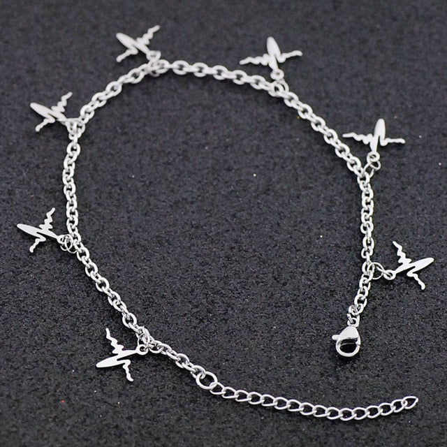 Allergy Free Stainless Steel Ankle Bracelet for Women Pentacle Love Heart Charm Bracelet on Leg Girls Foot Chains Anklet Jewelry daiiibabyyy
