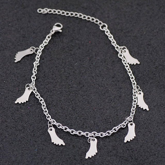 Allergy Free Stainless Steel Ankle Bracelet for Women Pentacle Love Heart Charm Bracelet on Leg Girls Foot Chains Anklet Jewelry daiiibabyyy
