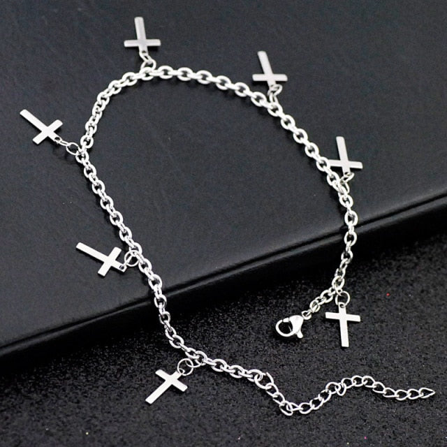 Allergy Free Stainless Steel Ankle Bracelet for Women Pentacle Love Heart Charm Bracelet on Leg Girls Foot Chains Anklet Jewelry daiiibabyyy
