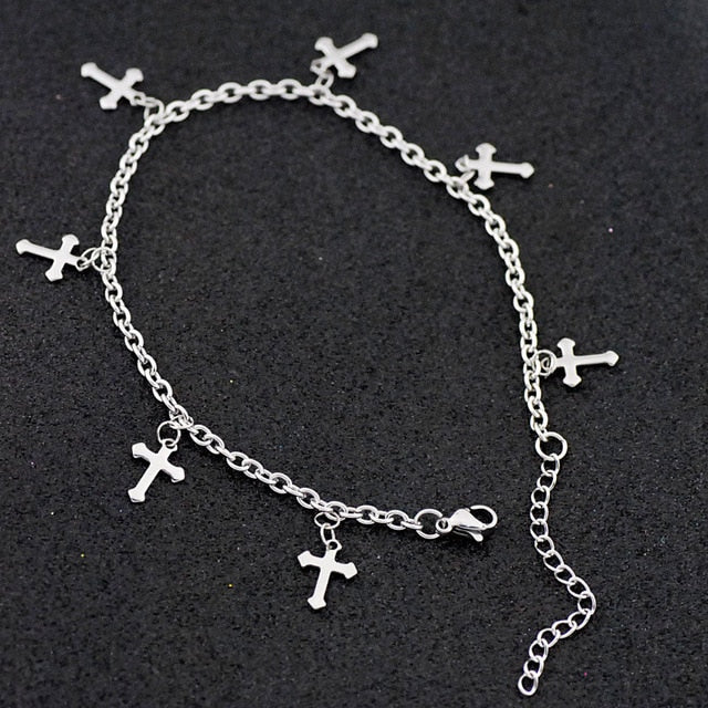 Allergy Free Stainless Steel Ankle Bracelet for Women Pentacle Love Heart Charm Bracelet on Leg Girls Foot Chains Anklet Jewelry daiiibabyyy