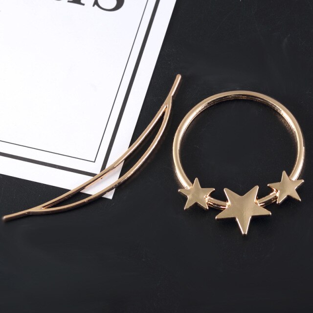 BOHO Hair Clip Geometric Feather Bun Cuff Leaf Star X Shape Hair Sticks Cute Cat Hairpin Headwear Hair Accessories Trendy Gift daiiibabyyy