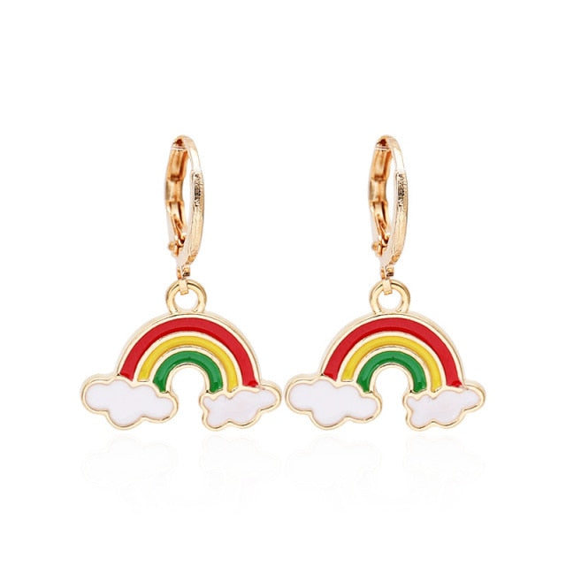 ZYZQ Korean Cute Cloud Raindrop Earrings For Women Exquisite Rainbow Pendant Earrings Fashion Cocktail Party Jewelry daiiibabyyy