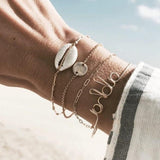 5pcs/lot Bohemian Mixed Golden Shell Starfish Bracelet Women Summer Beach Casual Jewelry Accessories Friendship Gift daiiibabyyy