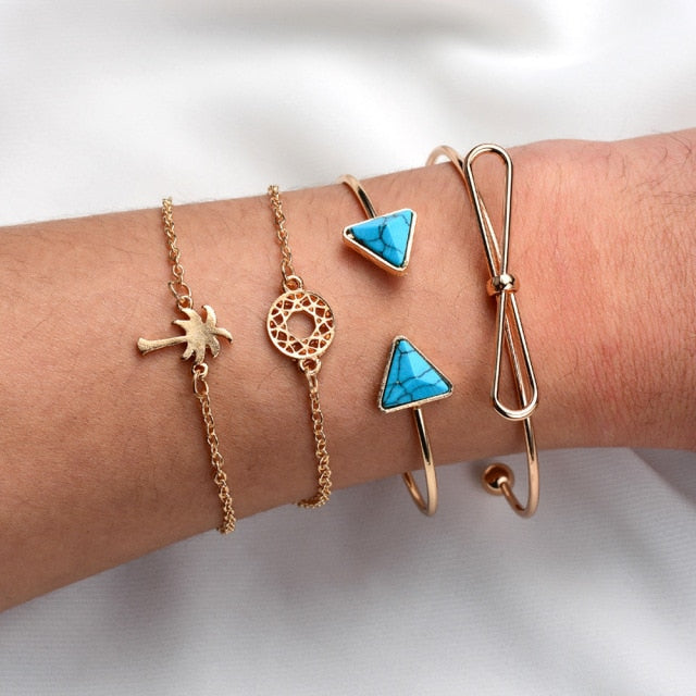 5pcs/lot Bohemian Mixed Golden Shell Starfish Bracelet Women Summer Beach Casual Jewelry Accessories Friendship Gift daiiibabyyy