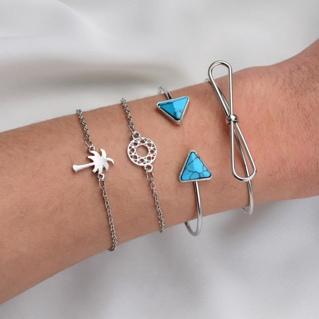 5pcs/lot Bohemian Mixed Golden Shell Starfish Bracelet Women Summer Beach Casual Jewelry Accessories Friendship Gift daiiibabyyy